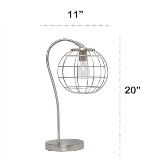 Lalia Home 20" Arched Metal Cage Table Lamp Brushed Nickel {4}
