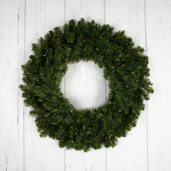 24" Pre-Lit Canadian Pine Artificial Christmas Wreath {8}