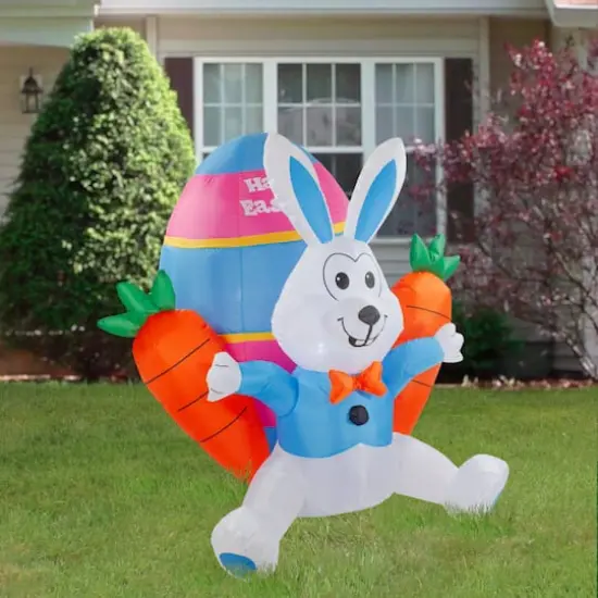 4.5ft. Lighted Inflatable Easter Bunny with Carrots D&eacute;cor {3}