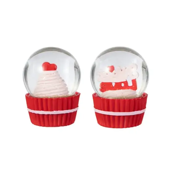 Glitzhome&reg; 3.25" Valentine's Cupcake Waterglobes Set {8}