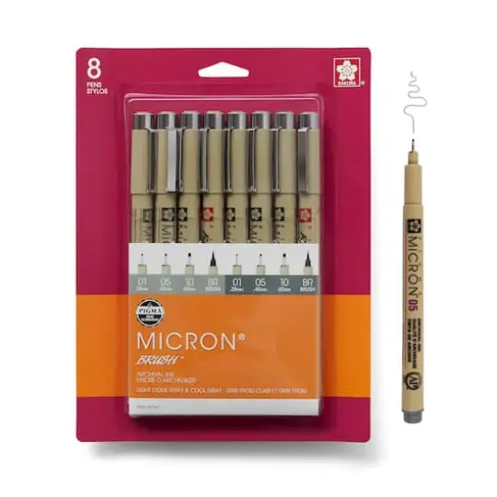 Micron&reg; Brush&trade; Gray Pen Set {1}