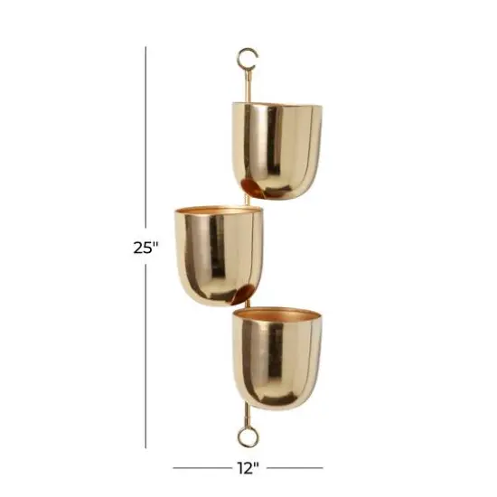 25" Gold Metal Contemporary Wall Planter {7}