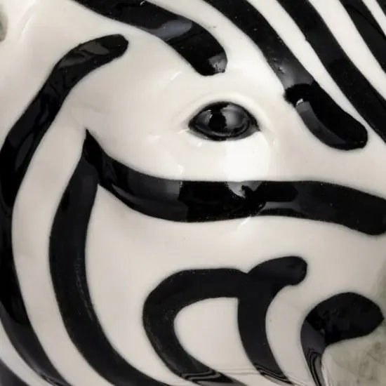 Hello Honey&reg; 11.5" White & Black Hand-Painted Decorative Stoneware Zebra Vase {10}