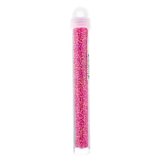 Miyuki&reg; 11/0 Glass Seed Beads, 22g Crystal Hot Pink Lined AB {3}