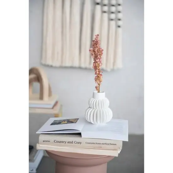 Hello Honey&reg; 5" Handmade Stoneware Vase With Half Circle Pleated Design {10}