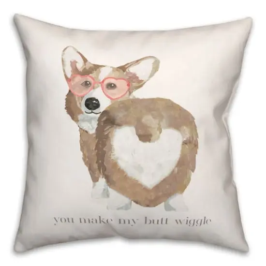 Corgi Wiggle Butt Valentine's Day Throw Pillow {1}