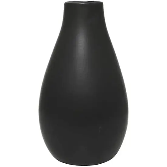 20" Modern Teardrop Ceramic Vase Black {3}