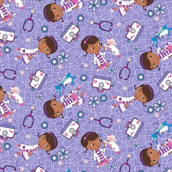 Disney® Doc McStuffins Lavender Hospital Helpers Cotton Fabric {1}