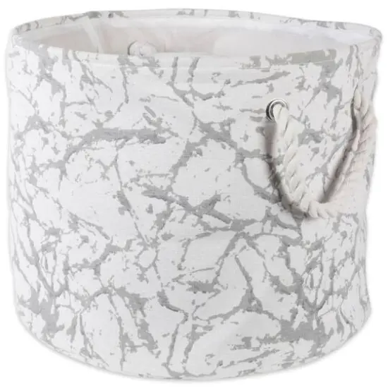 DII&reg; Medium Round Marble White Polyester Bin {1}
