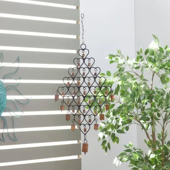31" Brass Metal Heart Eclectic Windchime {7}