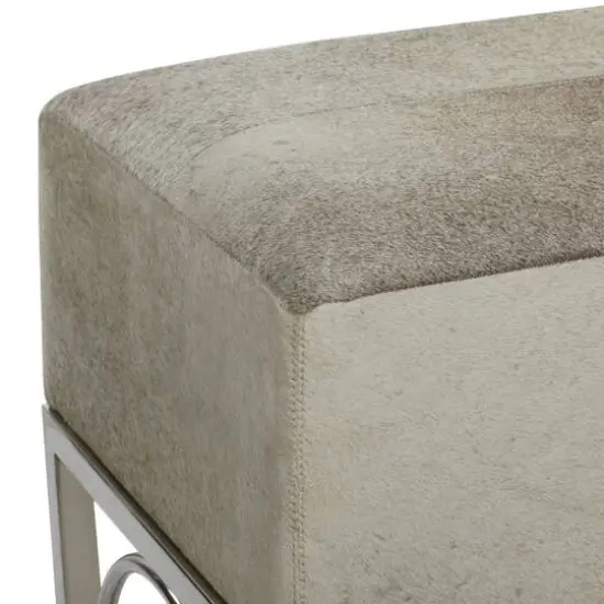 Silver Stainless Steel Contemporary Bench, 17' x 48" x 18" {5}