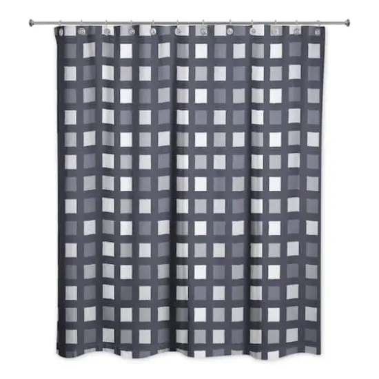 Squares Shower Curtain Navy {3}