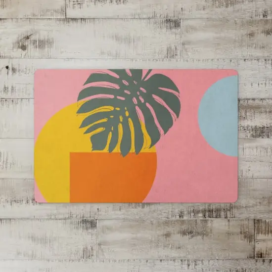 Abstract Leaf And Sun 27" x 18" Floor Mat {1}