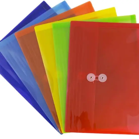 JAM Paper 9.75" x 13" Assorted Opaque Plastic Button String Booklet Envelopes, 12ct. {3}