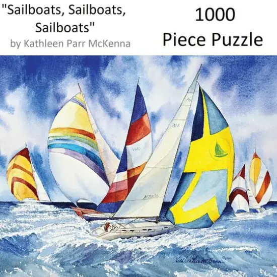 Hart Puzzles Sailboats, Sailboats, Sailboats by Kathleen Parr McKenna 1,000 Piece Jigsaw Puzzle {3}