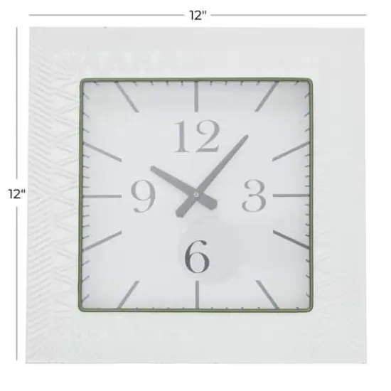 White Metal Modern Vintage Wall Clock, 12" x 3" x 12" {6}