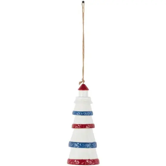 21" Red, White & Blue Ceramic Light House Windchime {1}