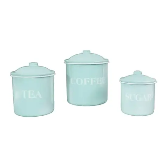 Hello Honey® Metal Coffee, Tea & Sugar Containers Set Light Blue {1}