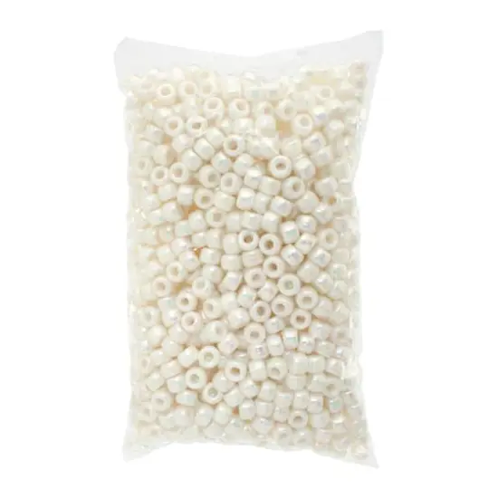 John Bead 9mm Opaque Plastic Pony Beads, 1,000ct. White Iris {6}