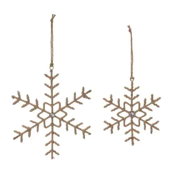Jute Wrapped Metal Snowflake Oranment Set {3}