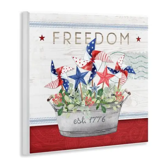 Stupell Industries Freedom Americana Floral Pinwheels Wall Plaque Art {4}