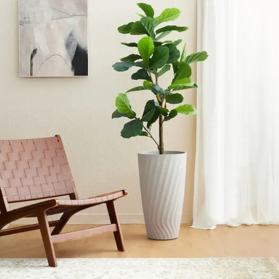 Glitzhome&reg; 24" Sand Beige Faux Terrazzo Wave Textured Ceramic Planters, 2ct. {4}