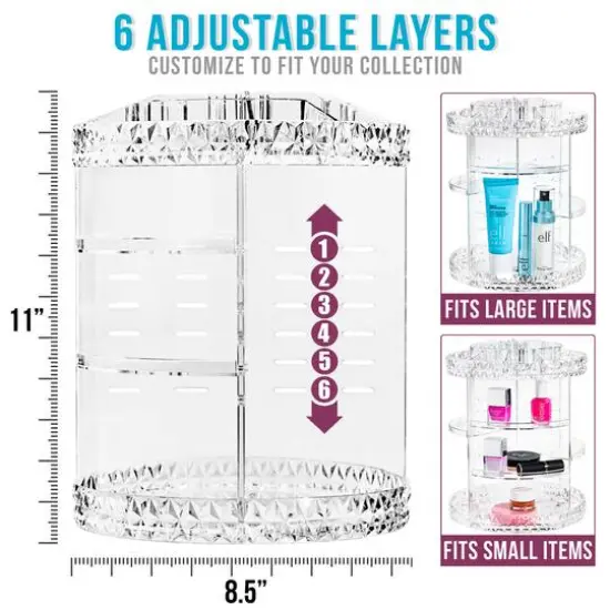 Sorbus Rotating Makeup Organizer Clear {6}