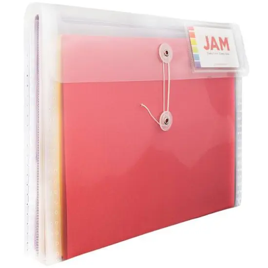 JAM Paper 12.75" x 10.5" Clear Plastic Button & String Tie Closure Envelopes, 12ct. {6}