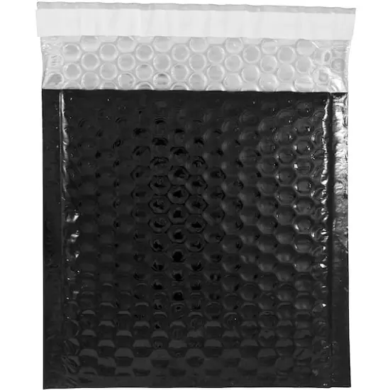 JAM Paper 6" x 6.5" Bubble Padded Mailer with Self Adhesive Closure, 12ct. Black Metallic {1}