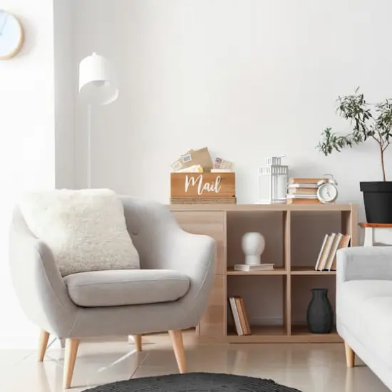 Elegant Designs Mail Script Mail Holder with Handles White/Natural Wood {5}