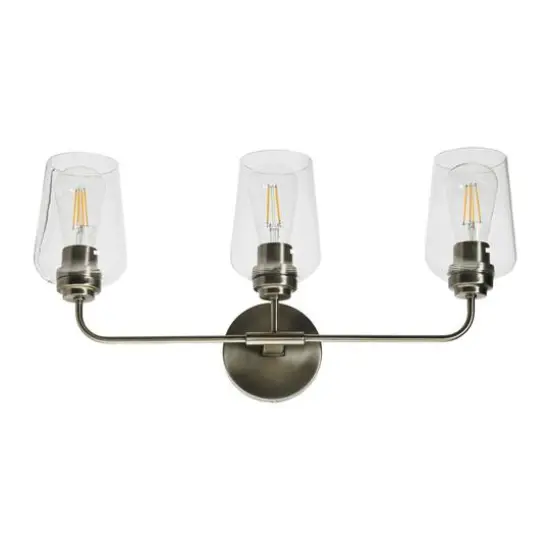 Hello Honey&reg; Robert Stevenson Lighting Holden Metal & Glass 3-Light Vanity Antique Nickel {9}