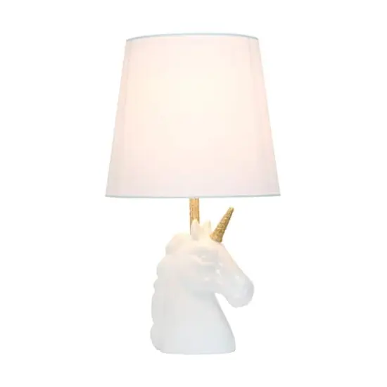 Simple Designs 15.5" Unicorn Table Lamp White/Gold Glitter {3}