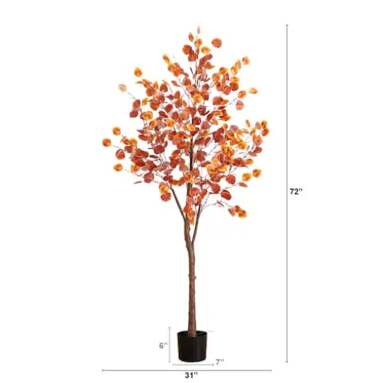 6ft. Pre-Lit LED Autumn Eucalyptus Artificial Fall Tree {5}