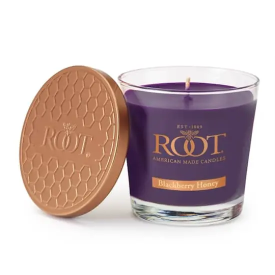 Root Candles 6.3oz. Small Scented Honeycomb Veriglass Jar Candle Blackberry Honey {1}