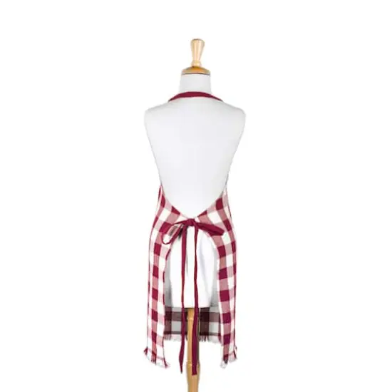 Wine Heavyweight Check Fringed Chef Apron {5}