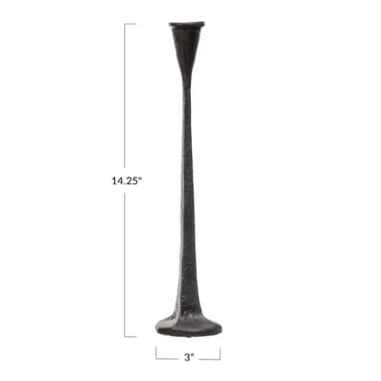 Hello Honey&reg; 14'' Black Cast Iron Taper Candle Holder {6}