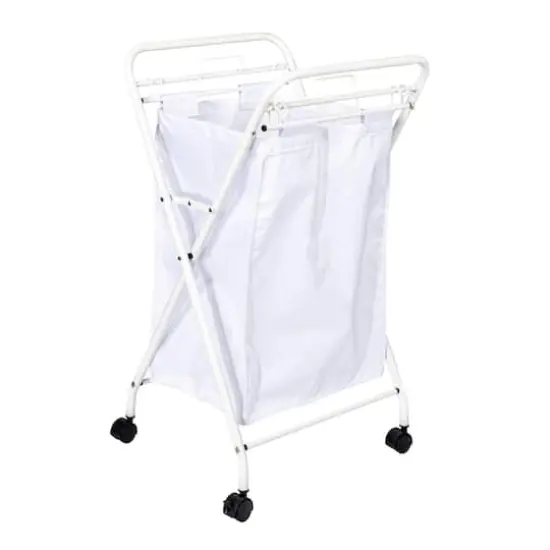 Household Essentials Rolling Laundry Hamper White {1}