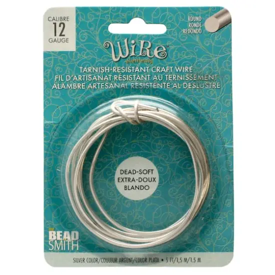 The Beadsmith&reg; Wire Elements&trade; 12 Gauge Silver Tarnish Resistant Soft Temper Wire, 5ft. {1}