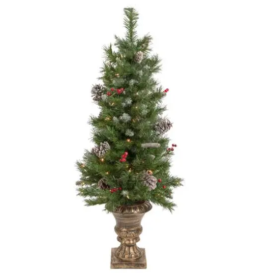 5-Piece Pre-Lit Frosted Verona Berry Pine Artificial Christmas Entryway Set {4}