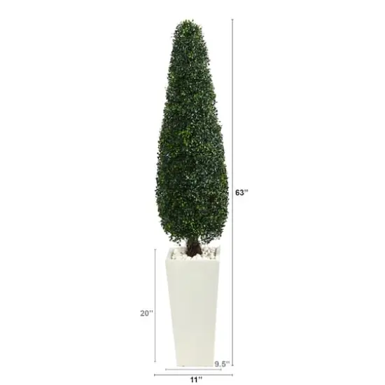 5.25ft. Boxwood Topiary in Tall White Planter {3}