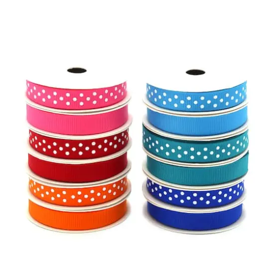 Gwen Studios 3/8" x 48yd. Bright Solid & Dots Grosgrain Ribbon, 24ct. {7}