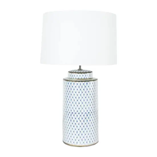 Hello Honey&reg; 28" Indigo & White Ceramic Table Lamp {3}