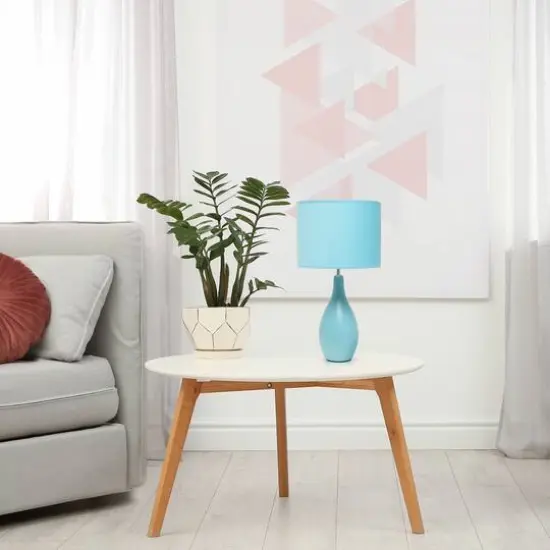 Creekwood Home Essentix 18" Ceramic Dewdrop Table Lamp Blue {3}