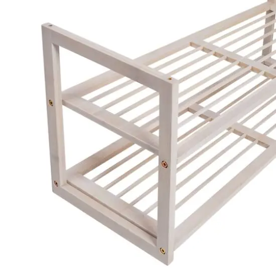 Honey Can Do White Wash 2-Tier Stackable Bamboo Shoe Rack {6}