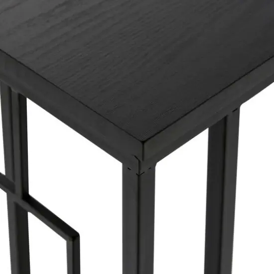 26" Black Metal Contemporary Accent Table {6}