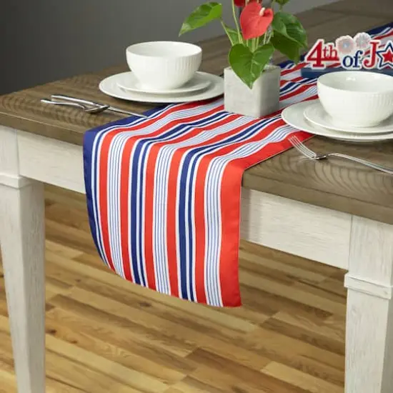 71" Red, White & Blue Striped Table Runner {3}