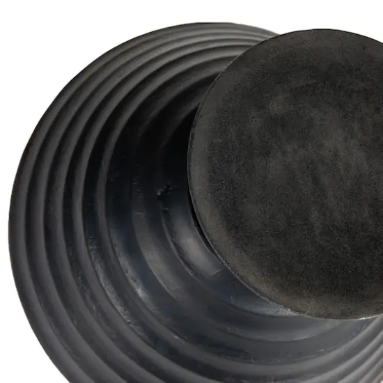 Hello Honey&reg; 9.75" Ridged Mango Wood Footed Bowl Black {6}