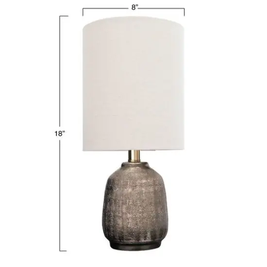 Hello Honey&reg; 18" Metallic Glazed Terracotta Table Lamp with Linen Shade {9}