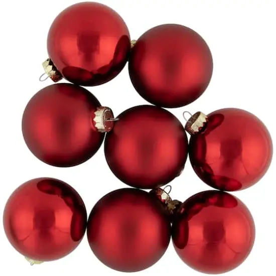 72ct. 2 Finish Red Glass Ball Ornaments {5}