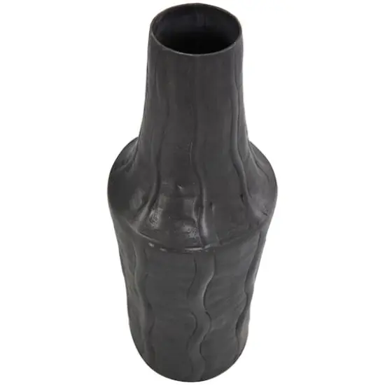 14" Black Metal Snakeskin Inspired Vase with Dimensional Wavy Accents {3}